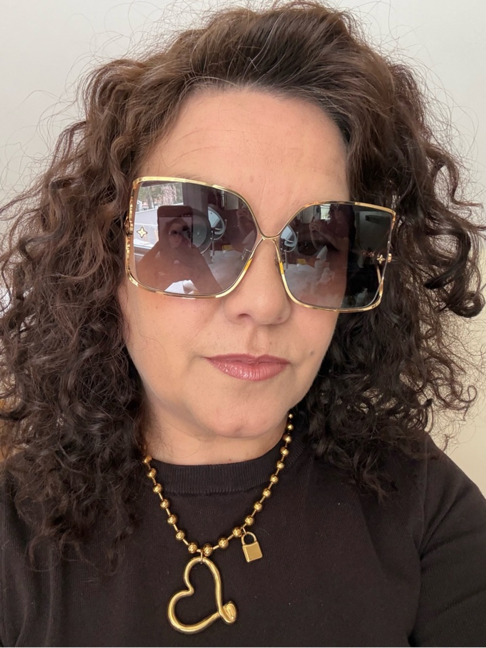 Louis Vuitton Gold Frame Oversized Square Sunglasses with Brown Gradient Lenses - Picture 7 of 7